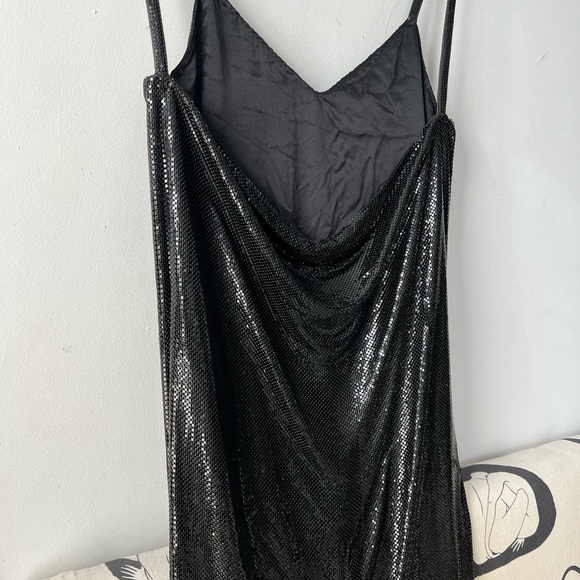 RARE!!! DOUGLAS FERGUSON 70s/80s Black Chainmail Metal Dress S - Picture 4 of 7